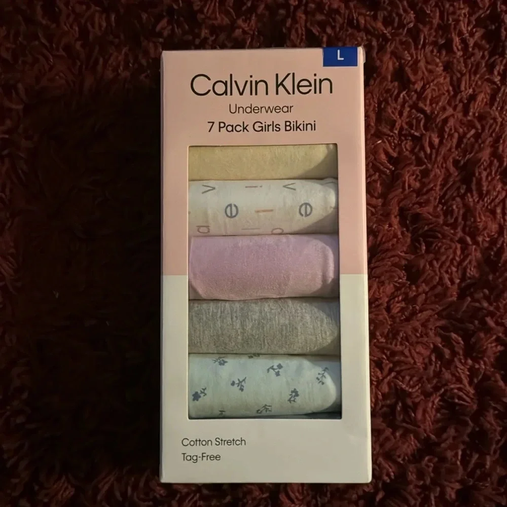 Calvin Klein Girls’ Bikini Underwear, 7-pack Large